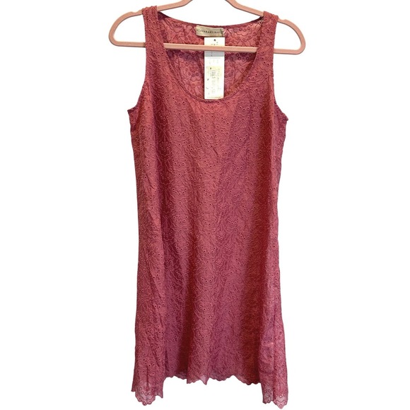 4 Love and Liberty Johnny Was Dress XS Pink Silk Eyelet Sleeveless New No Lining - Picture 1 of 8